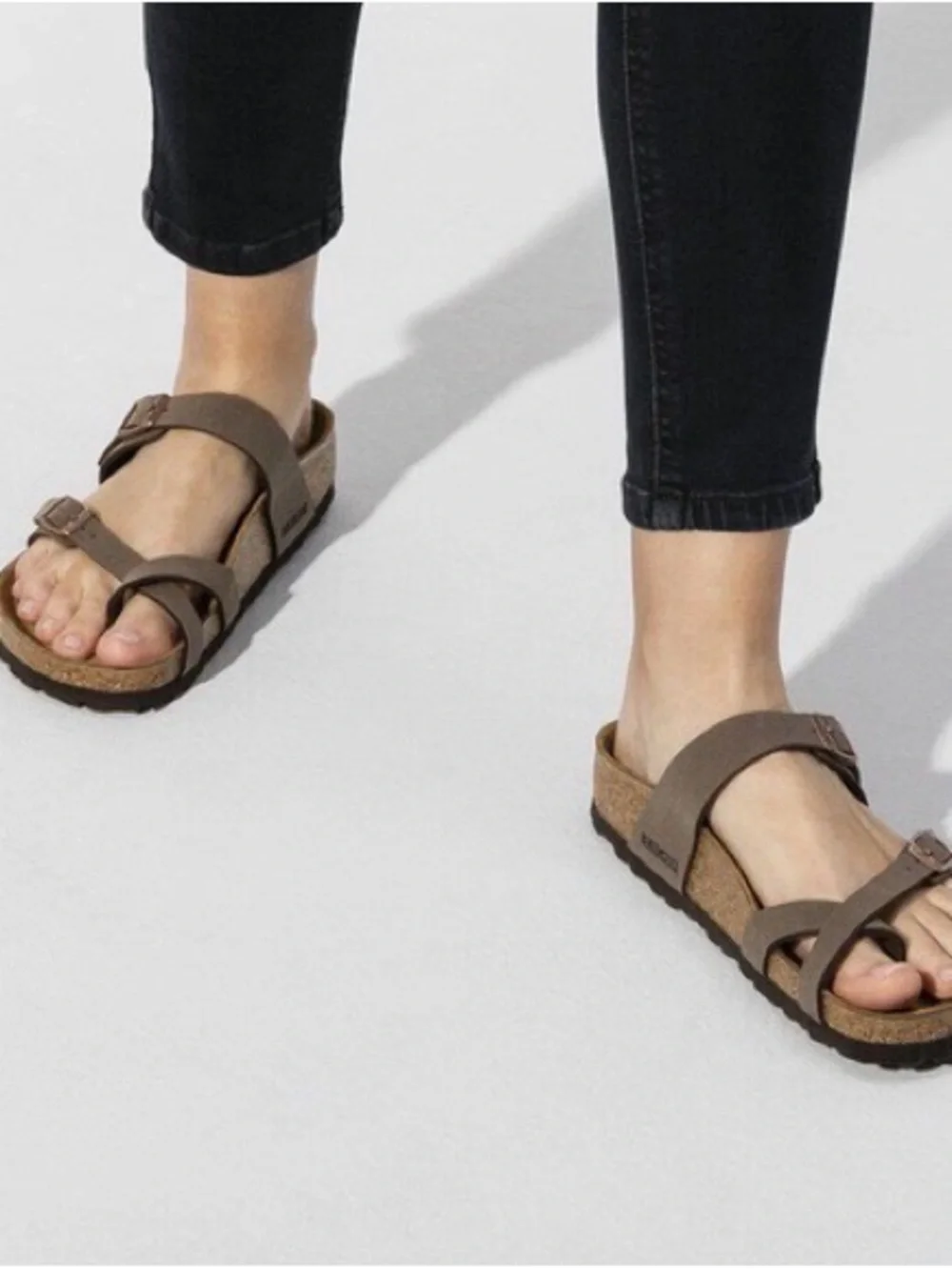 Birkenstock Mayari Birkibuc Brown Dual-Strap Sandals - Size 7